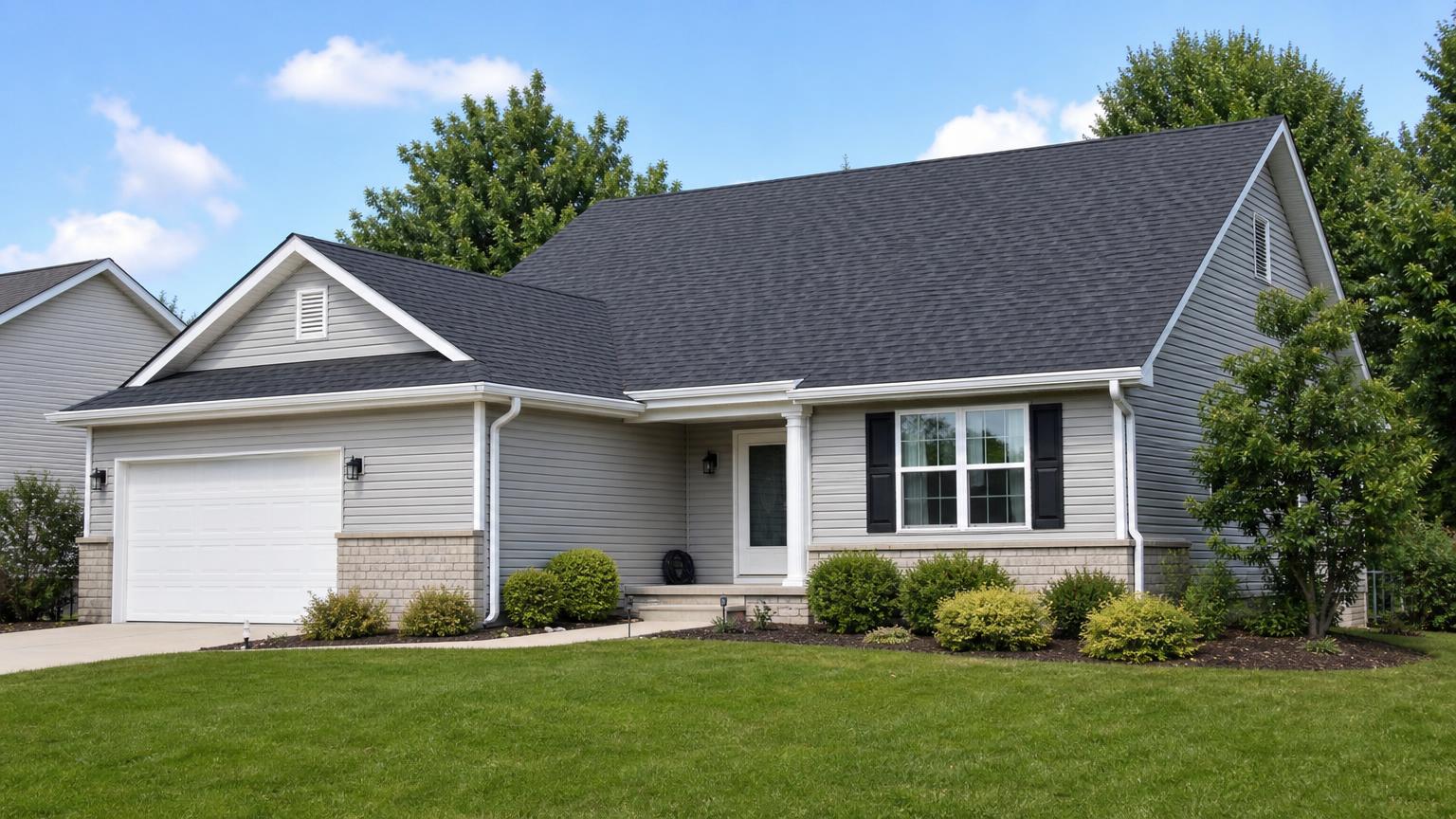 Completed roof replacement on a Midwestern home